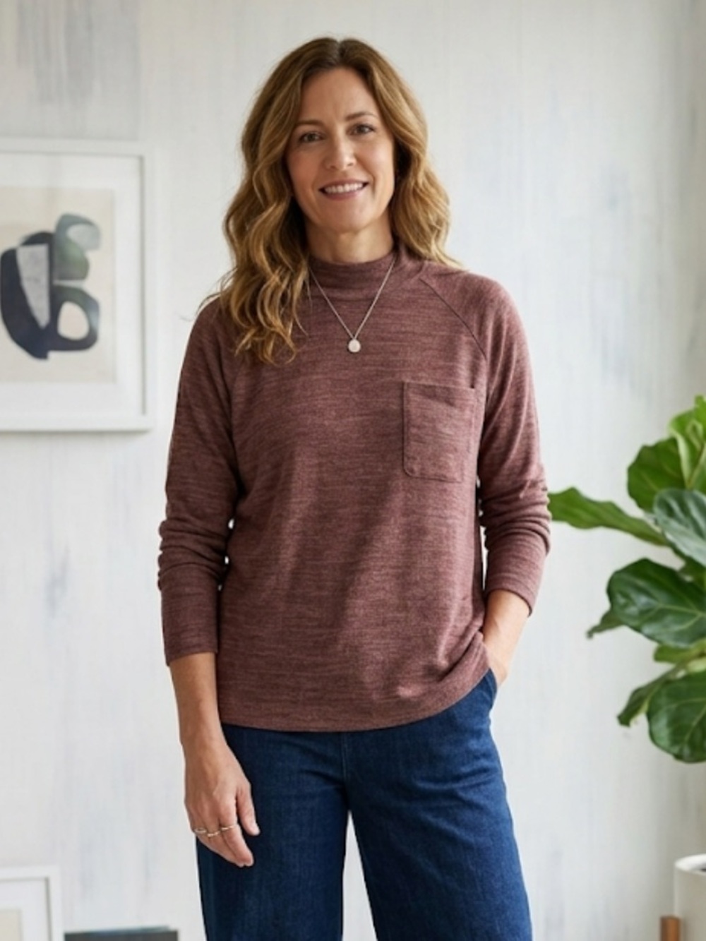 BDG Urban Outfitters Women Large Heathered Brown Mock Neck Pullover Cozy Sweater